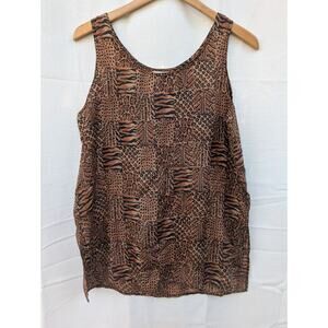 Stunt Womens Vintage Silk Animal Print Tank Top Sz M Leopard Cheetah 90s 80s
